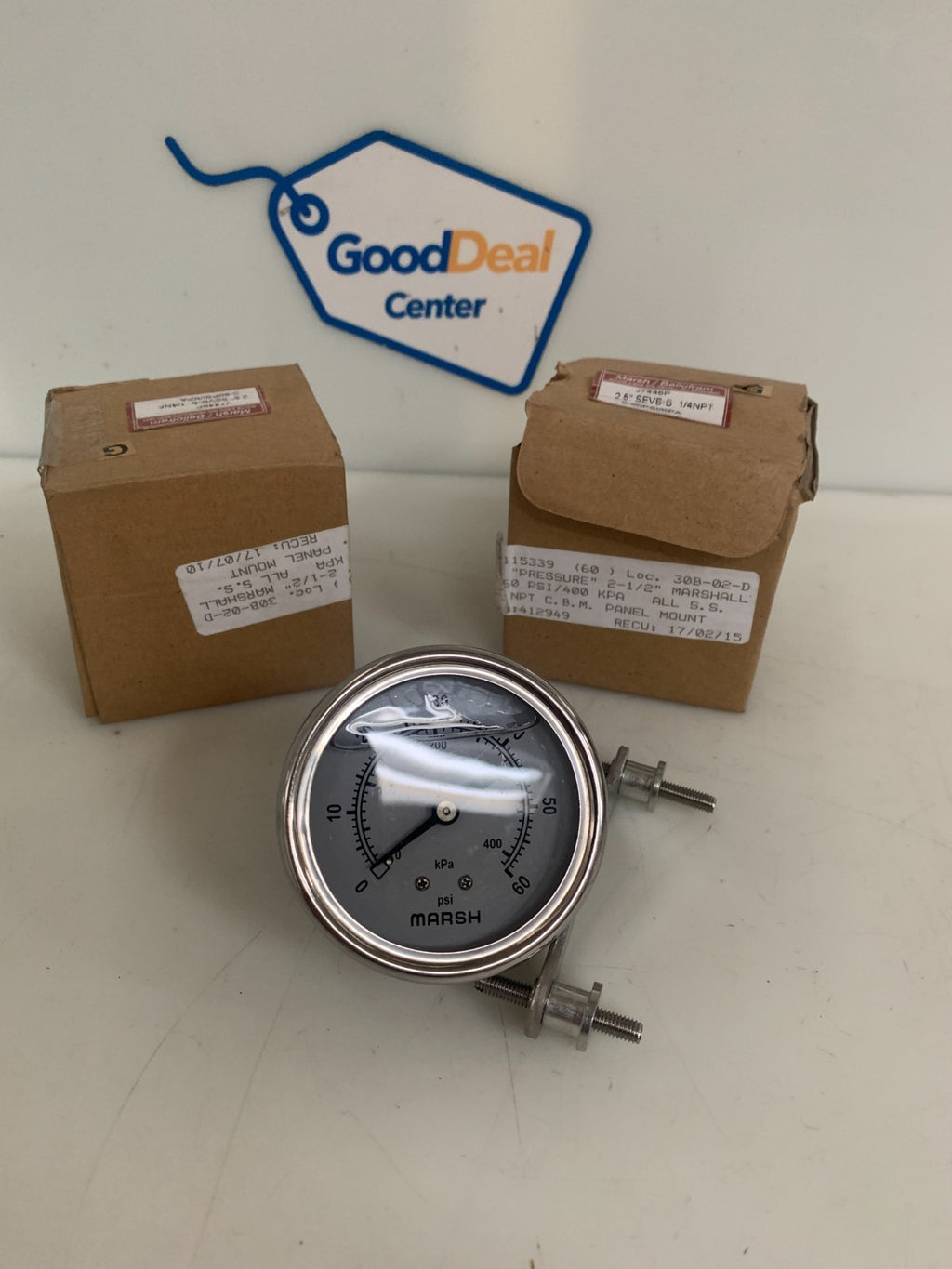 LOT OF 2 MARSH/BELLOFRAM 0-60 PSI PRESSURE GAUGE J7446P
