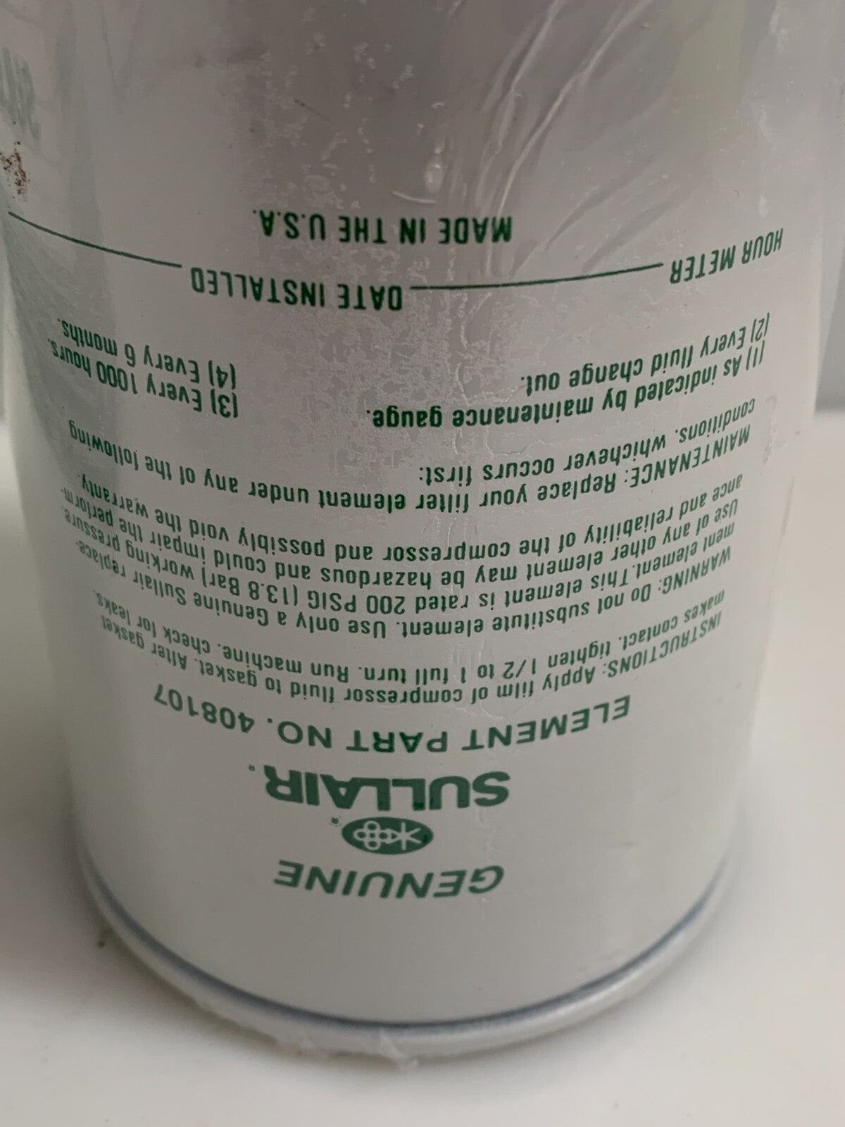 SULLAIR GENUINE OIL FILTER #408107