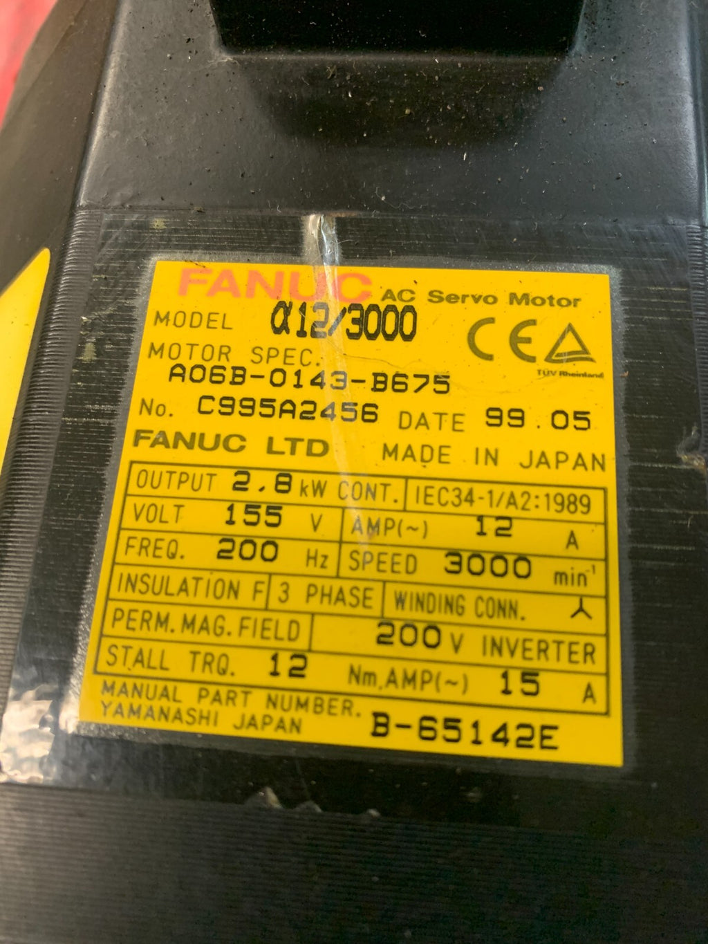 FANUC A12/3000 A06B-0143-B675 A06B0143B675R 2.8KW A.C. SERVO MOTOR1