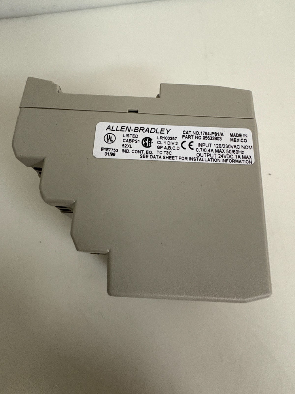 ALLEN BRADLEY 24VDC POWER SUPPLY 1794-PS1/A #95633803