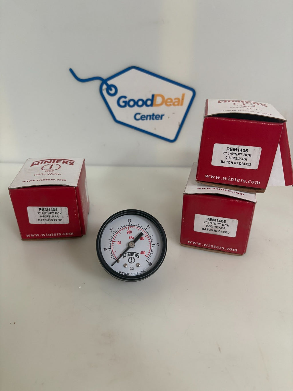 WINTERS PRESSURE GAUGE 0-60 PSI MIX LOT OF 3 1XPEM1404 2" 1/8 NPT 2XPEM1405 2"