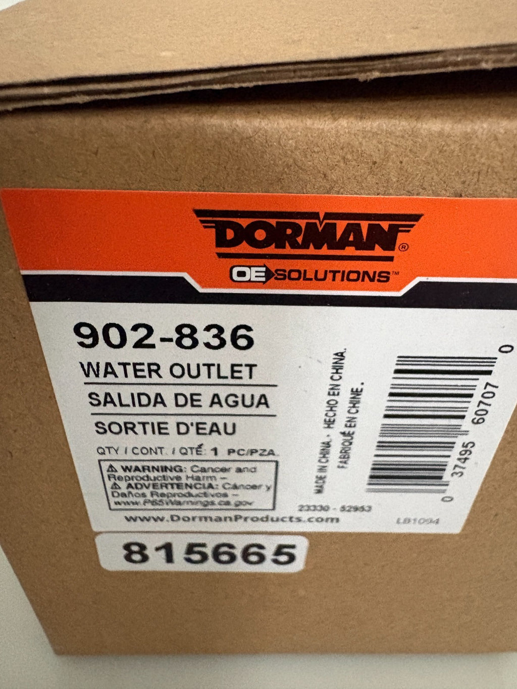 DORMAN WATER OUTLET 902-836 2
