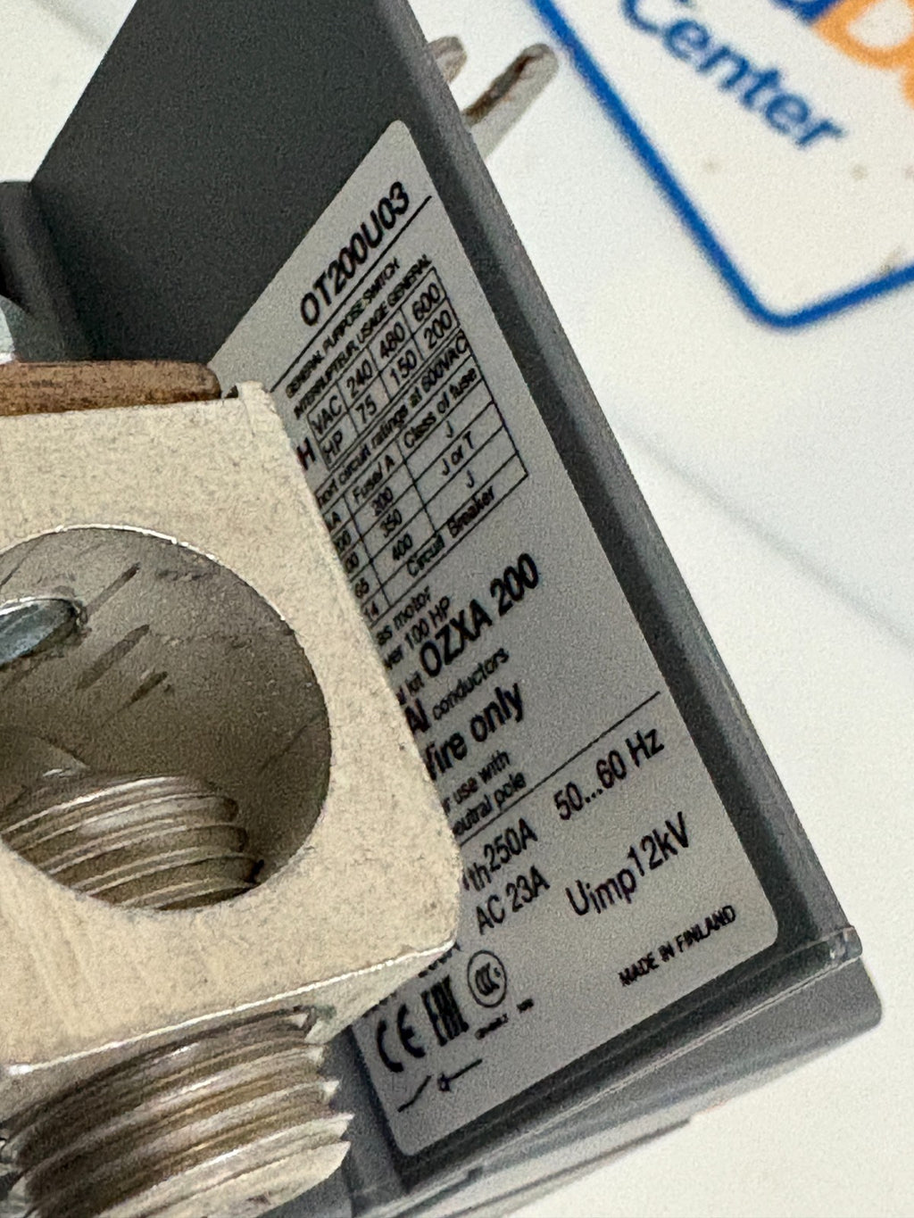 ABB DISCONNECT 200 A SWITCH 0T 200 U03