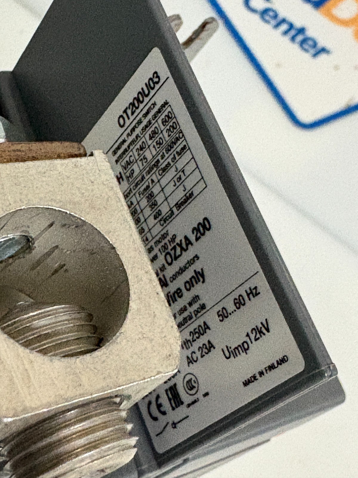 ABB DISCONNECT 200 A SWITCH 0T 200 U03