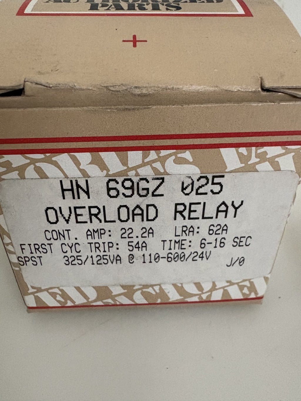 CARRIER OVERLOAD RELAY HN 69 GZ 025