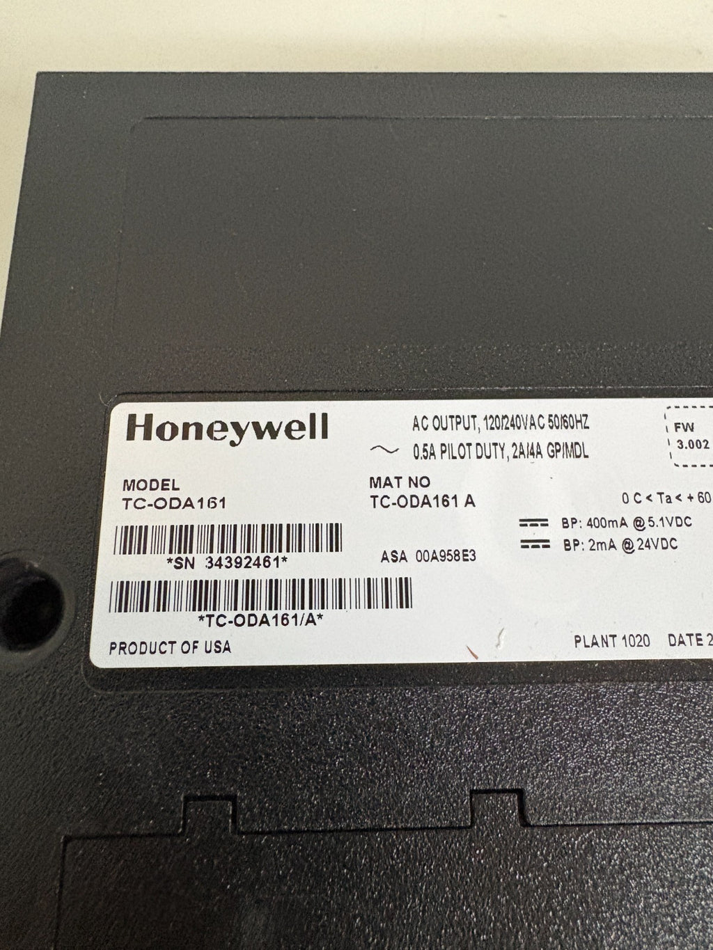 HONEYWELL AC OUTPUT PILOT DUTY MODULE TC-0DA161 A