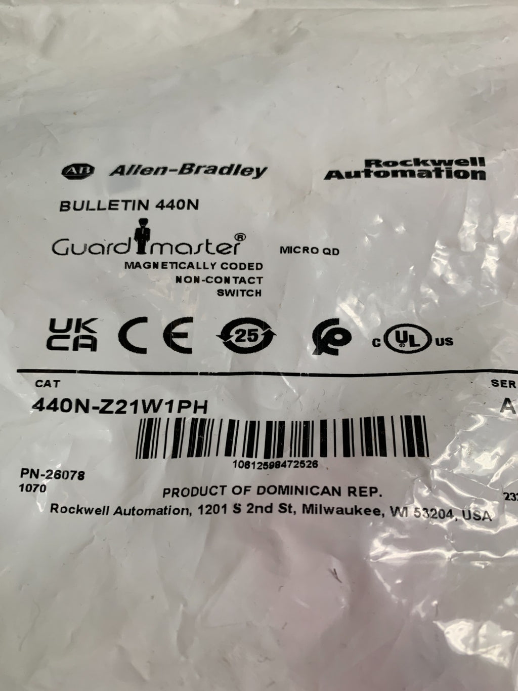 ALLEN BRADLEY   Guardmaster  Non Contact Switch  440N-Z21W1PH