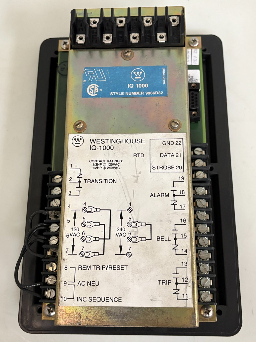 WESTINGHOUSE IQ-1000 MOTOR PROTECTION RELAY IQ-1000