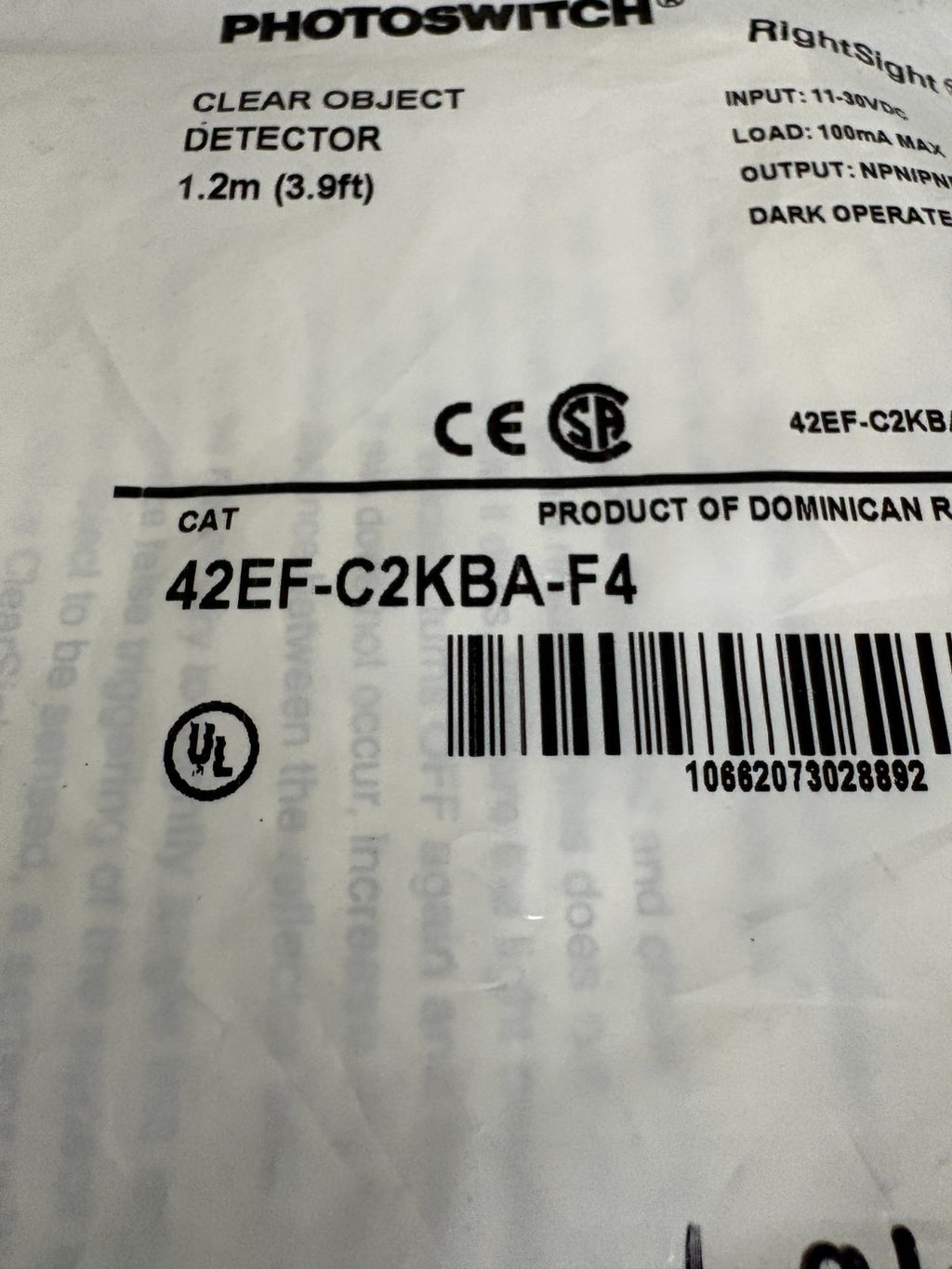 ALLEN BRADLEY RIGHTSIGHT PHOTOSWITCH 42EF-C2KBA-FA C