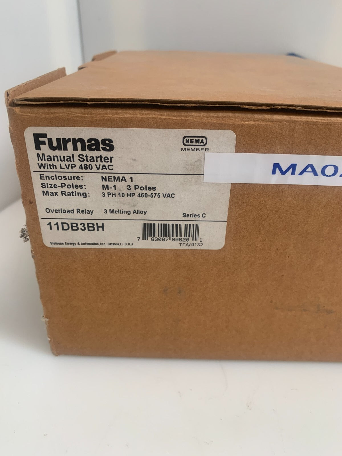 Siemens Furnas 11DBB3BH Manual Starter w/ LVP 480 VAC