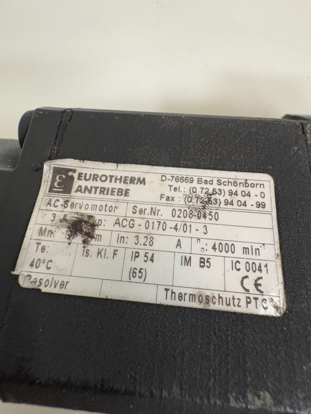 PARKER AC SERVOMOTOR ACG 0170-4/01-3