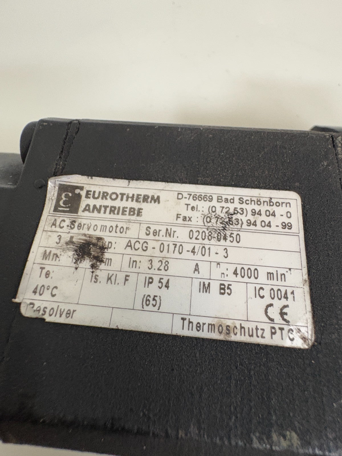 PARKER AC SERVOMOTOR ACG 0170-4/01-3