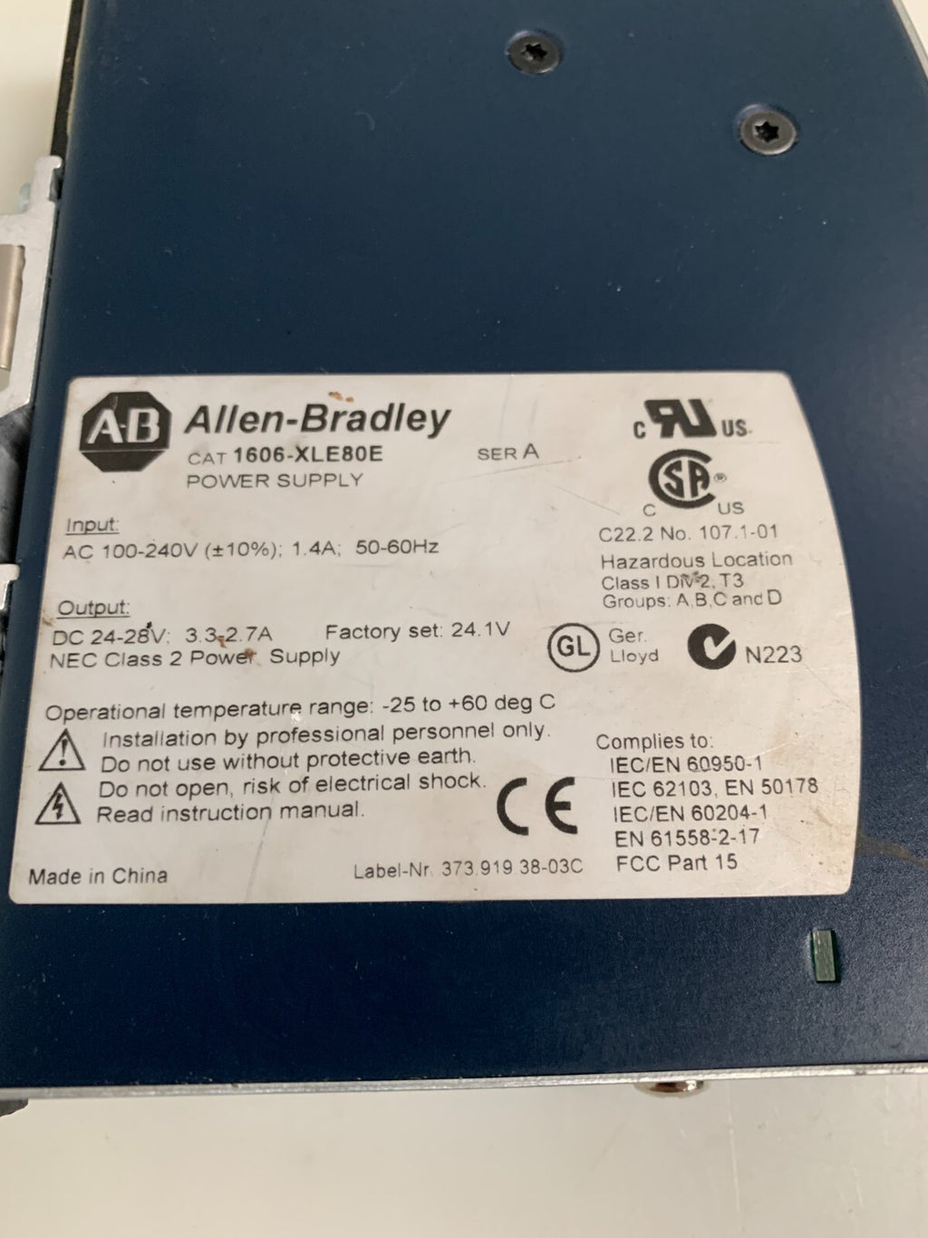 ALLEN BRADLEY POWER SUPPLY 1606-XLE80E SER A2