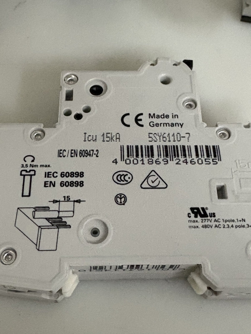 SIEMENS CIRCUIT BREAKER 5 SY61 MCB C10