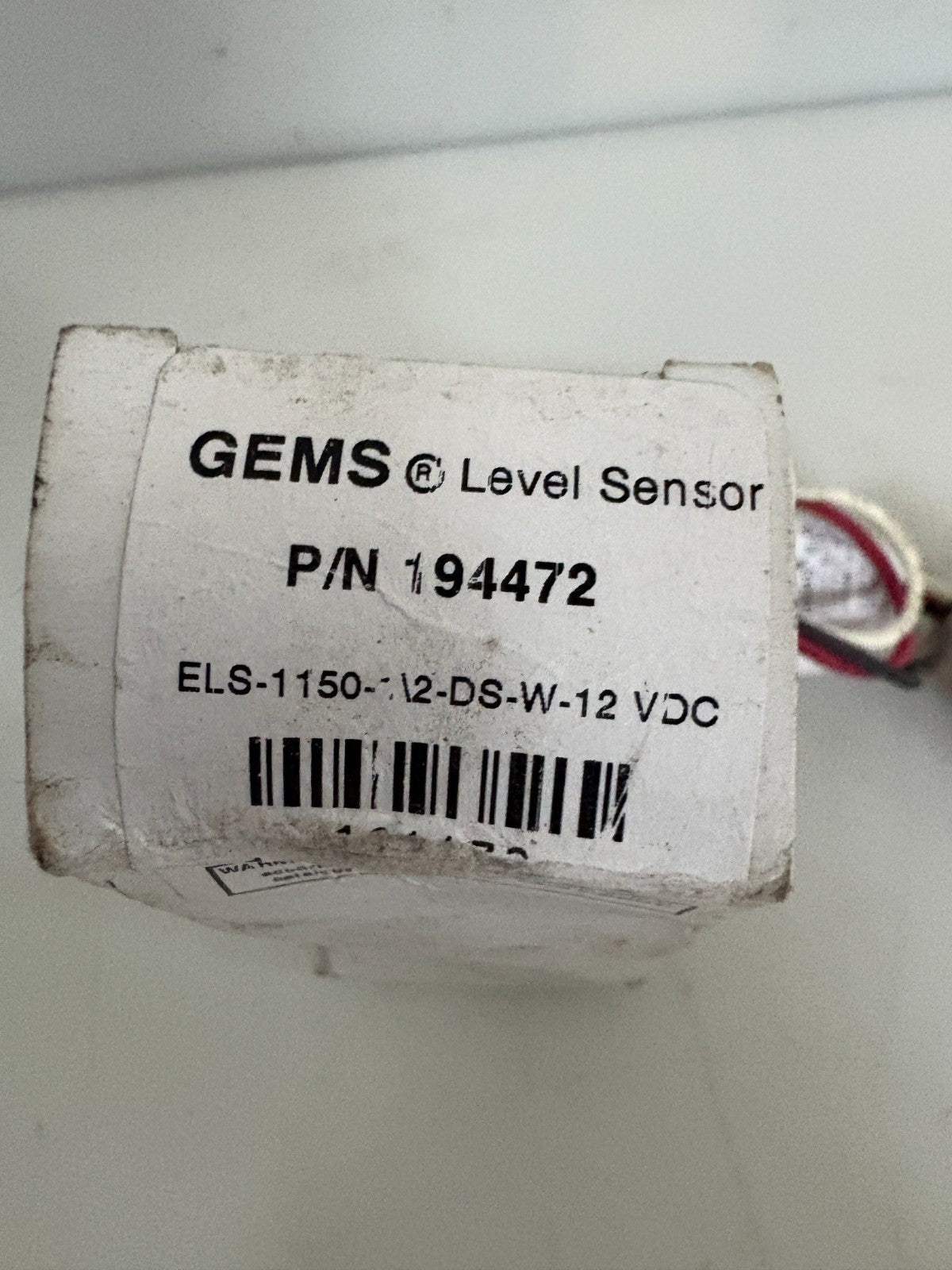 GEMS LEVEL SWITCH SENSOR 194472 ELS-1150-1/2-DS-W-12 VDC2