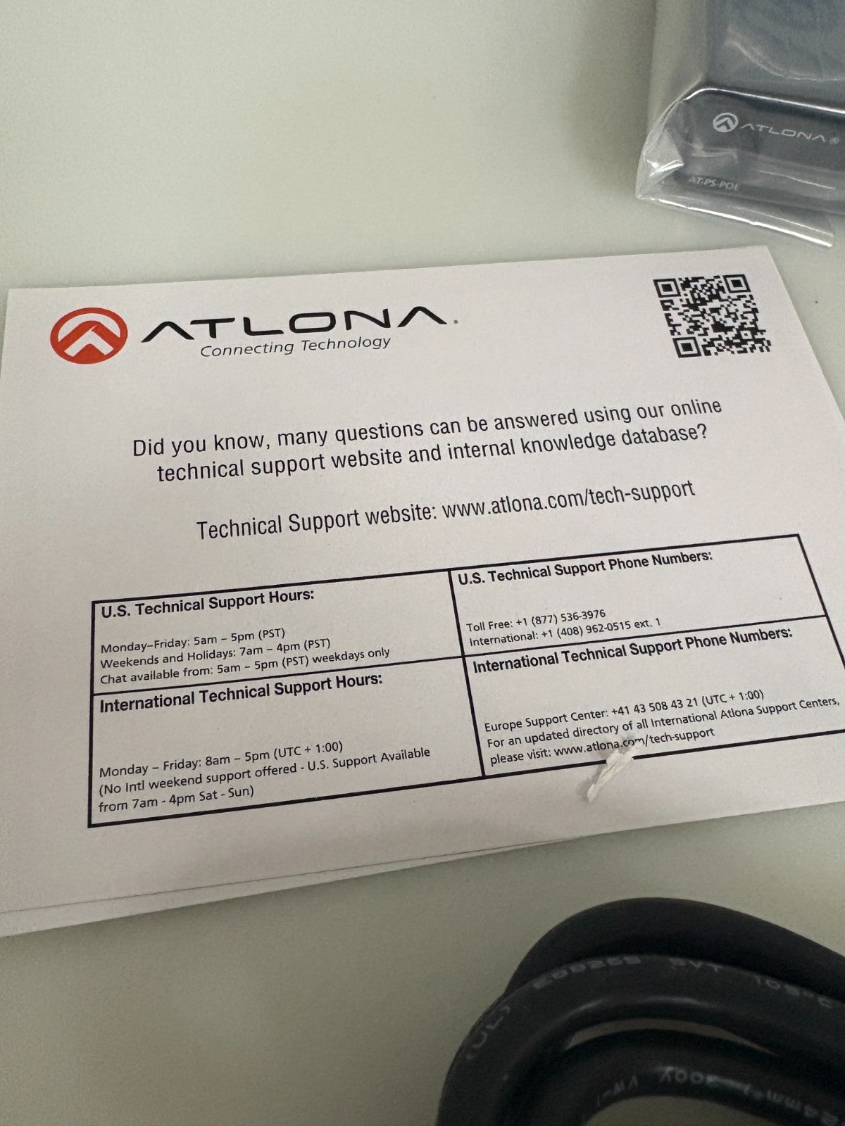 ATLONA POWER OVER ETHERNET MID-SPAN POWER SUPPLY AT-PS-POE1