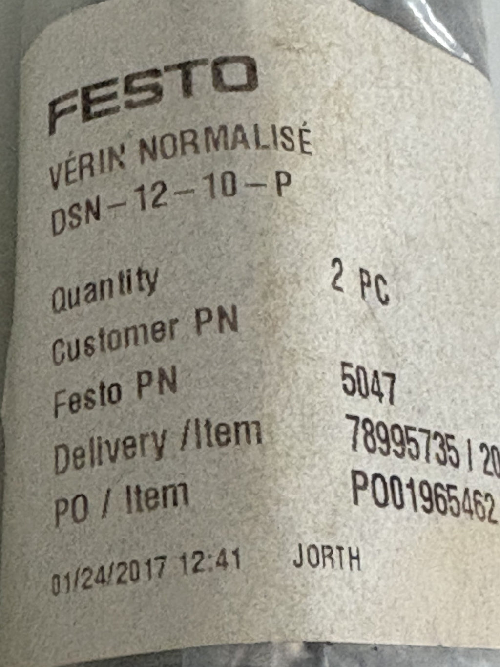 FESTO PNEUMATIC CYLINDER DSN-12-10-P3