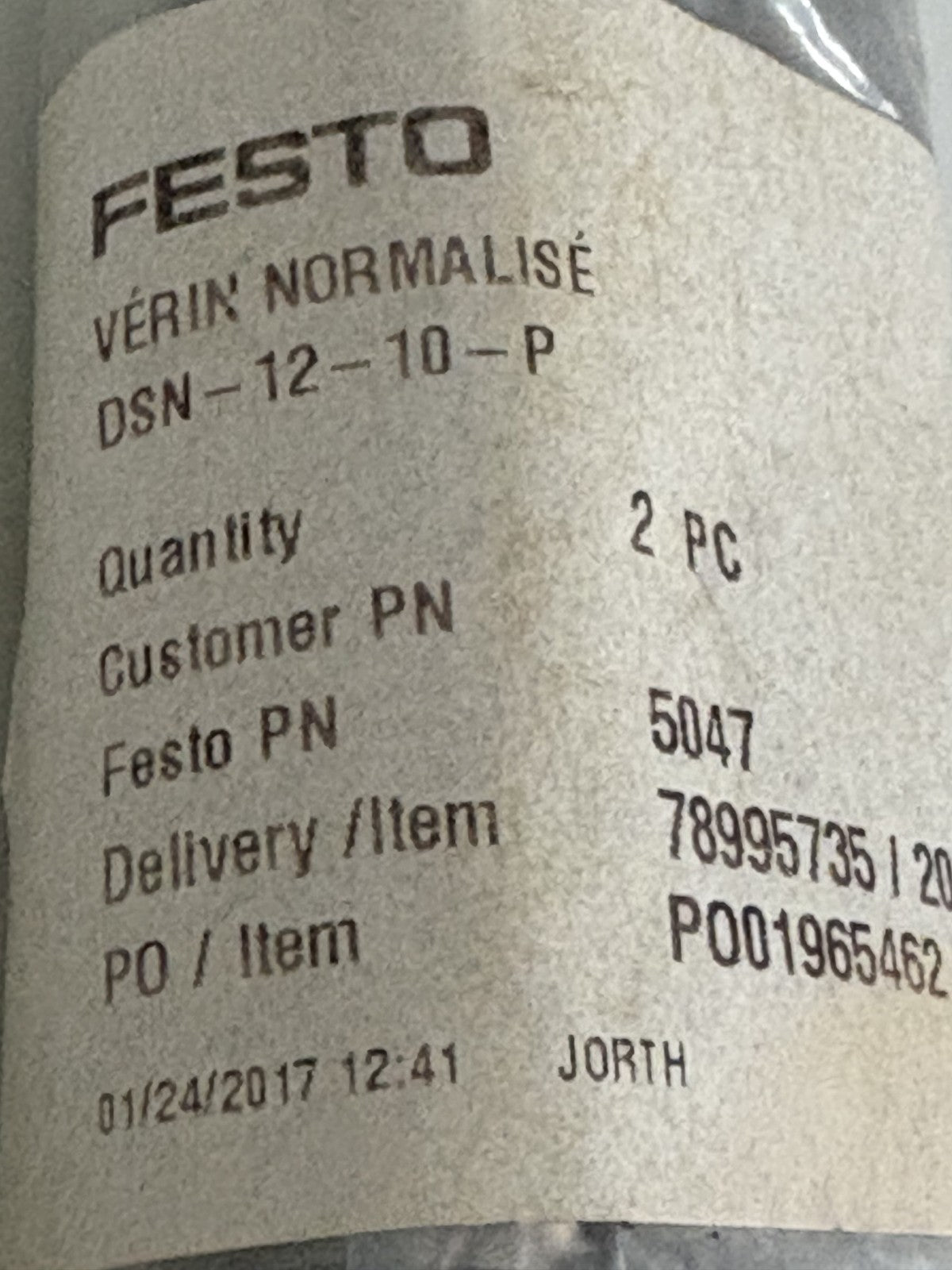 FESTO PNEUMATIC CYLINDER DSN-12-10-P3