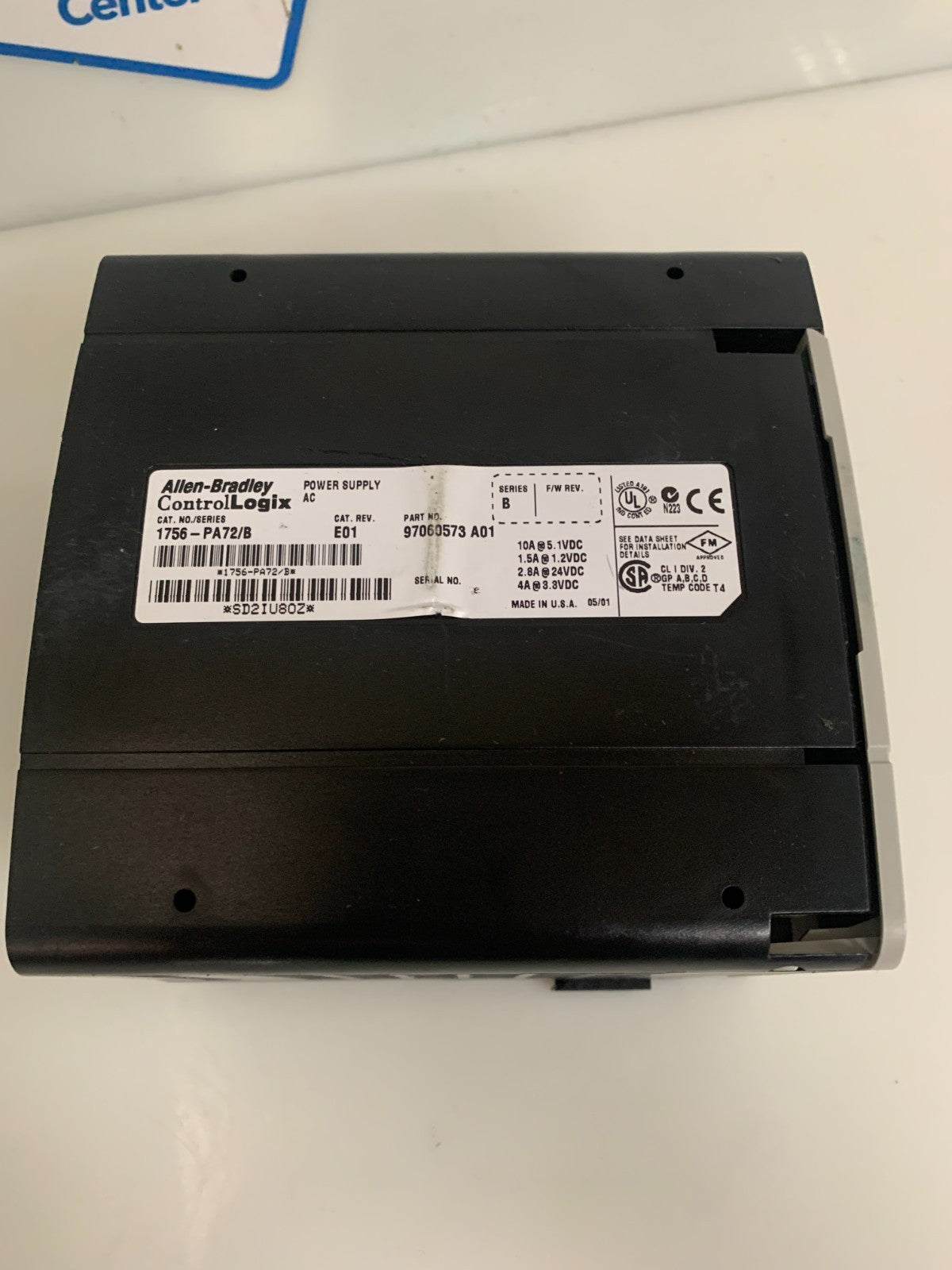 ALLEN BRADLEY CONTROL LOGIX POWER SUPPLY 1756-PA72/B REV E01  97060573 A011