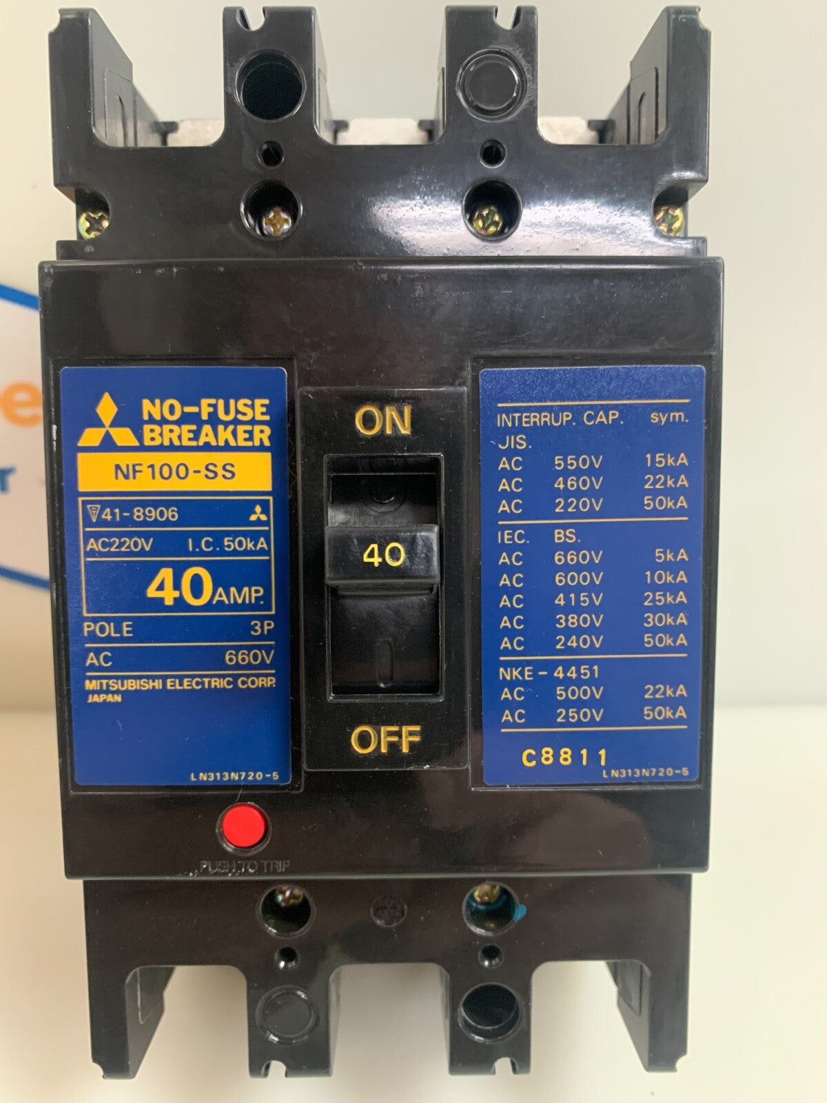 MITSUBISHI NO FUSE 100 AMP BREAKER NF 100-SS