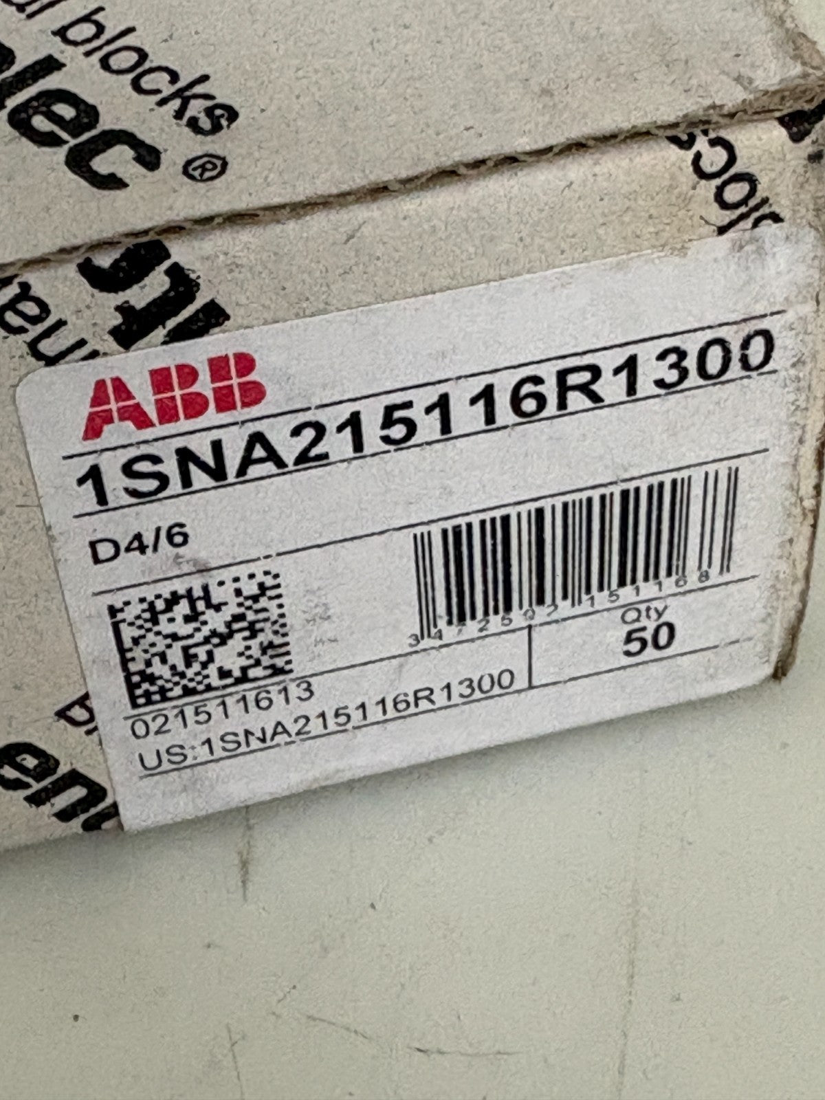 LOT OF 50 ENTRELEC ABB CONTACT TERMINAL 1SNA215116R1300