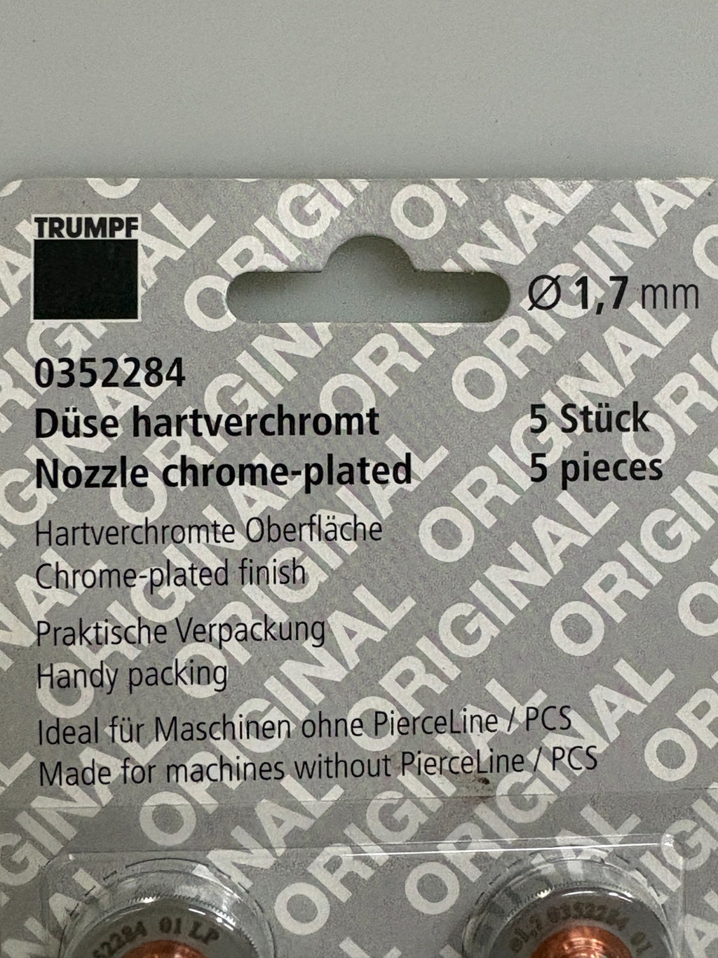LOT OF 8 TRUMPF LASER NOZZLE 1.7 MM #035284