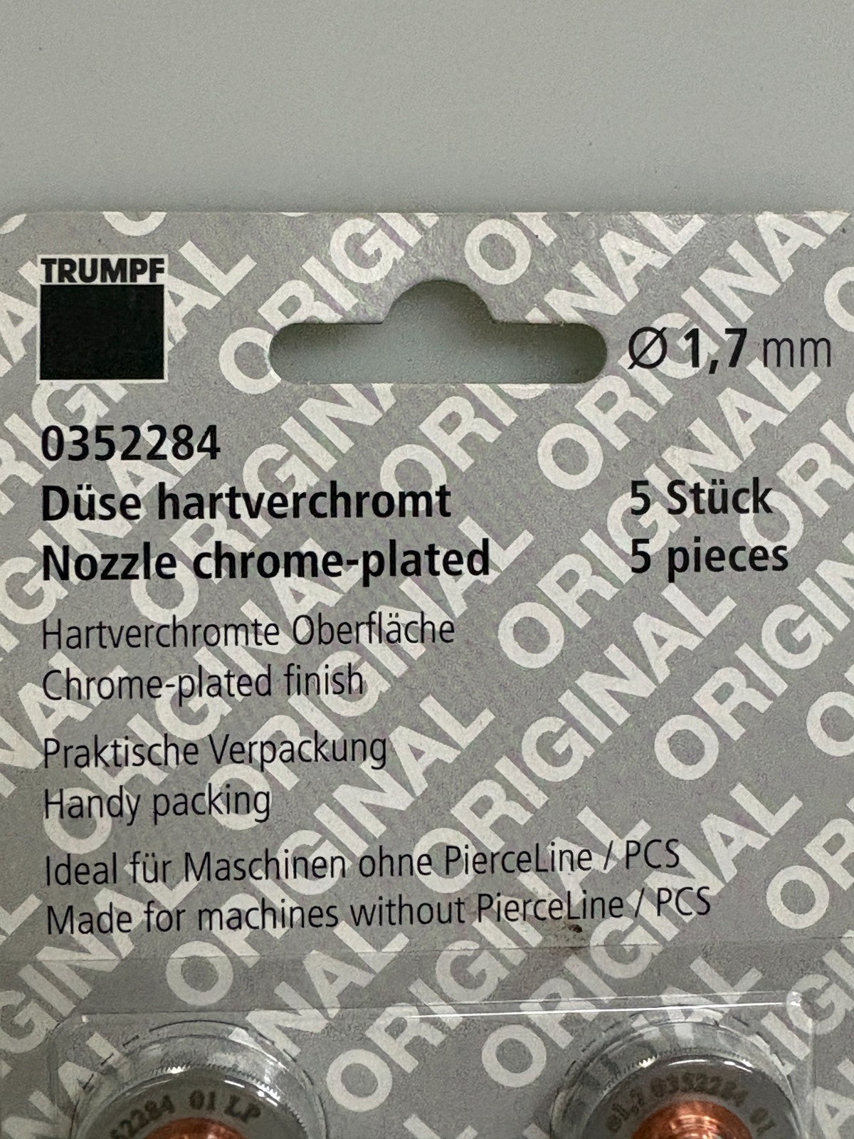 LOT OF 8 TRUMPF LASER NOZZLE 1.7 MM #035284