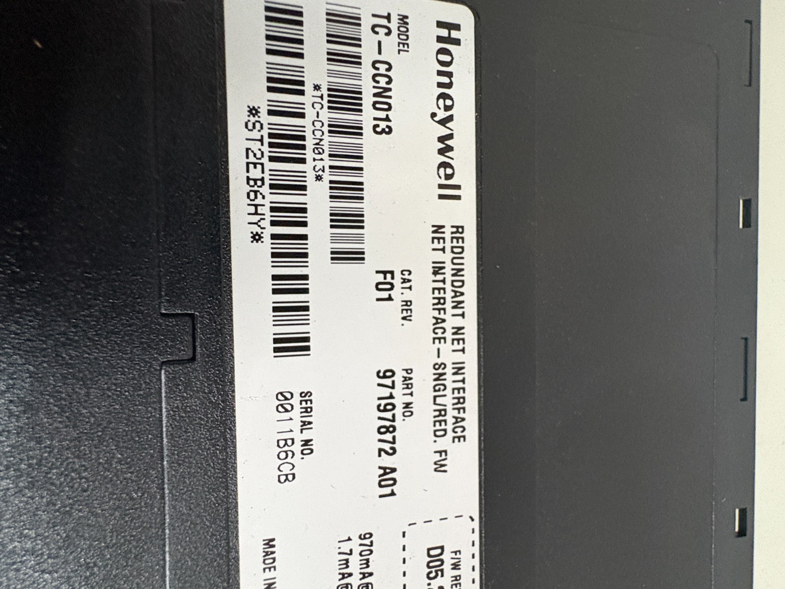 HONEYWELL REDUNDANT NET INTERFACE TC-CCN013 H01 97197873 A01