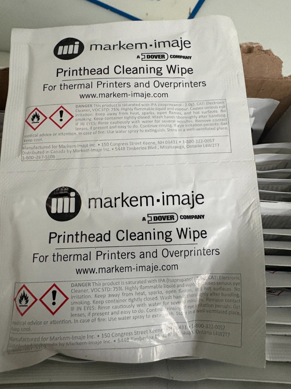 LOT OF 84 MARKEM . IMAJE PRINT HEAD CLEANIG WIPES IND WRAP 58246482
