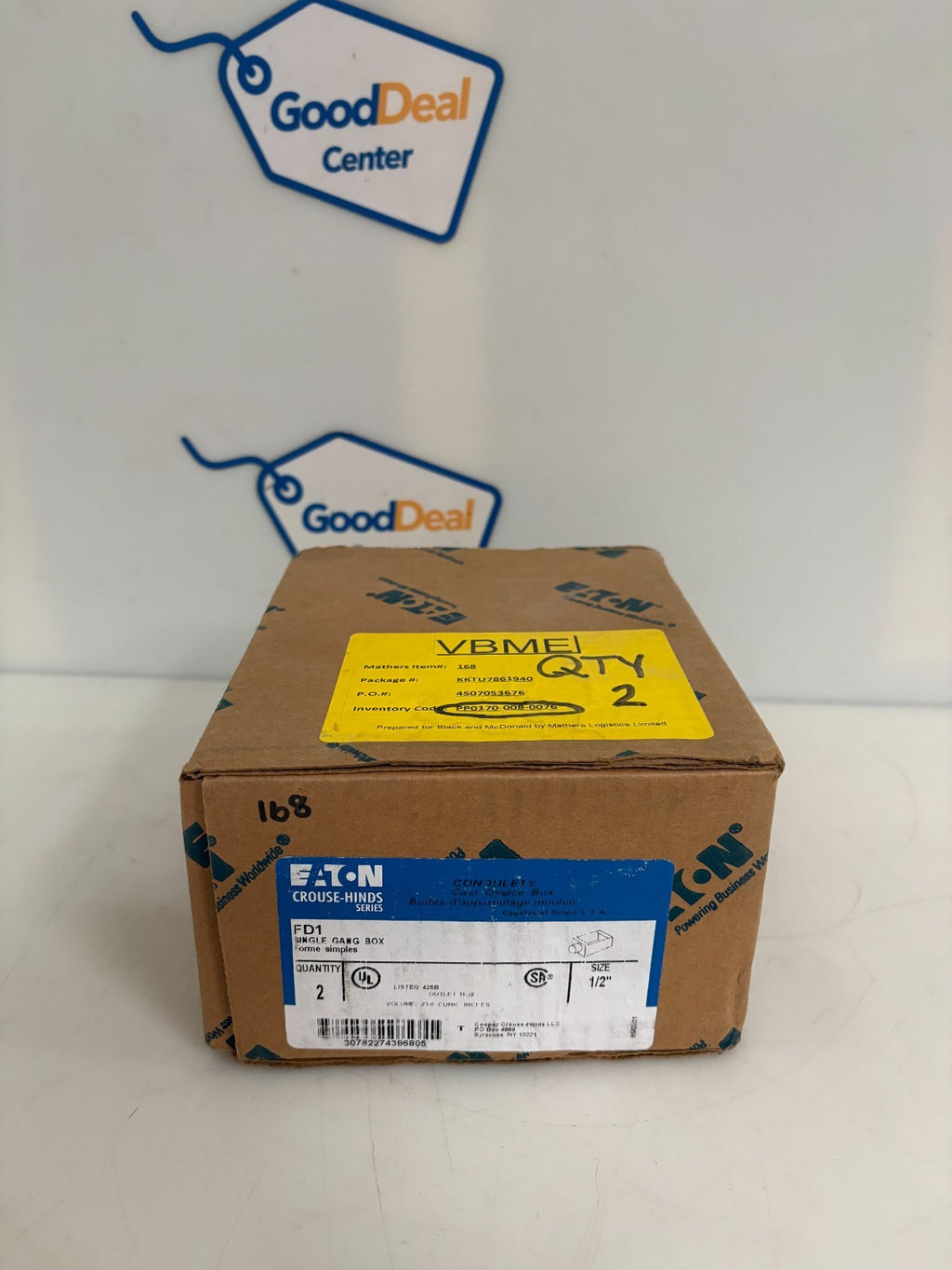 EATON CROUSE HINDS 1/2" FD1 SINGLE GANG BOX 0