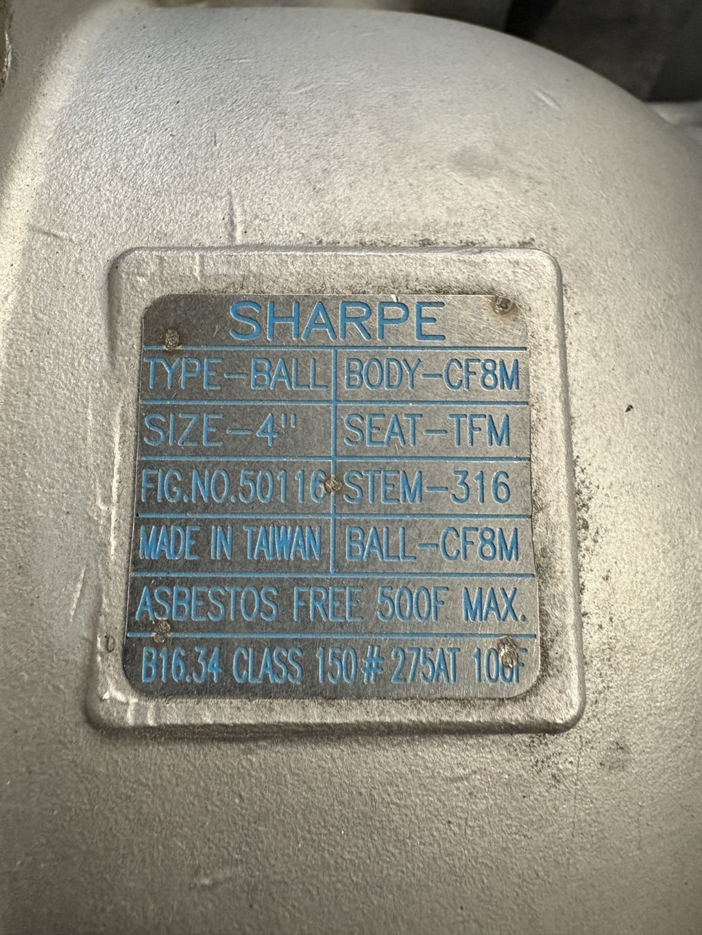 SHARPE PISTON ACTUATOR & LIMIT SWITCH SLX54MH10 W/SHARPE CF8M 4" NACE MR-01-0753