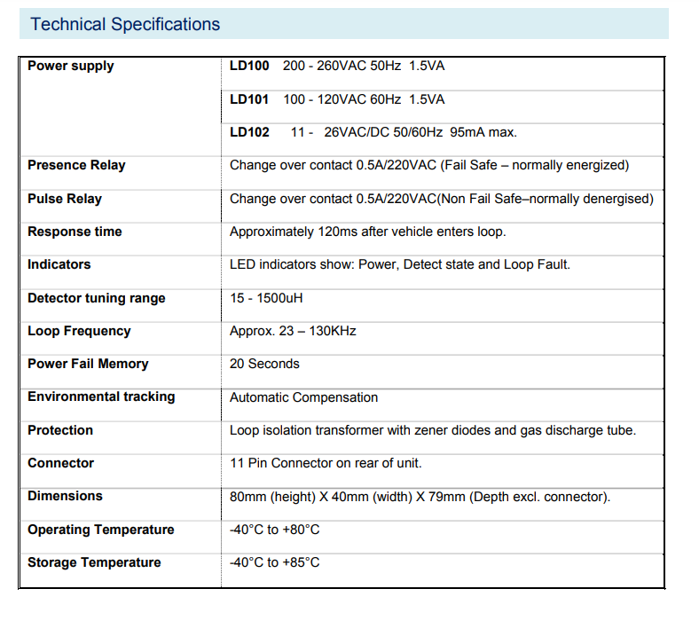 PROCON ELECTRONICS  LD101 Vehicle Loop Detector