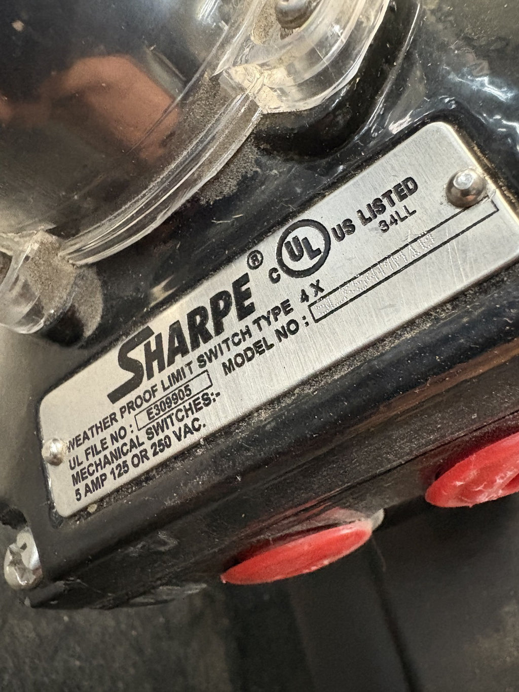 SHARPE PISTON ACTUATOR & LIMIT SWITCH SLX54MH10 W/SHARPE CF8M 4" NACE MR-01-0755