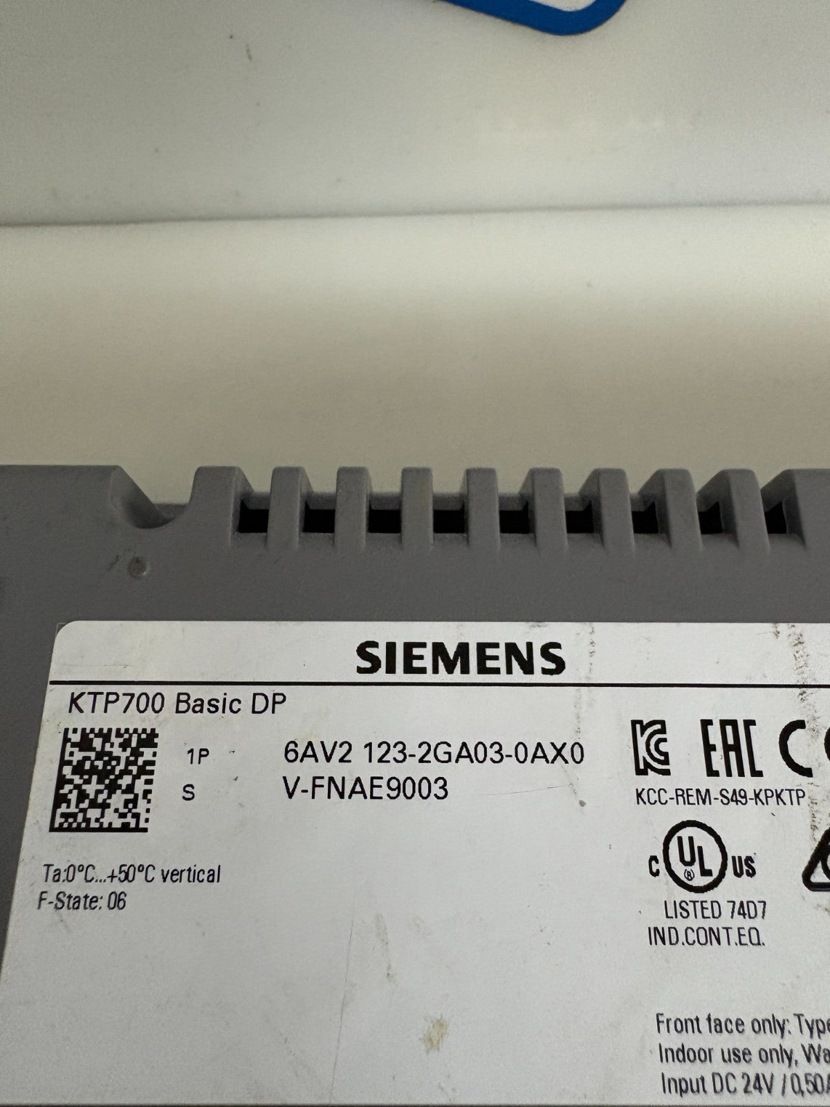 SIEMENS KTP 700 BASIC DP TOUCH SCREEN 6AV2 123-2GA03-0AX0
