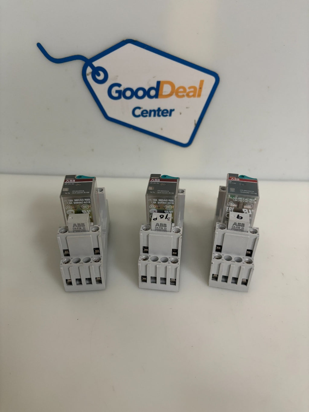 LOT OF 3 ABB FUSE RELAY CR-M024DC2L W/ABB CR-M2SS AND CR-P/M22 PROTECTIVE MODULE0