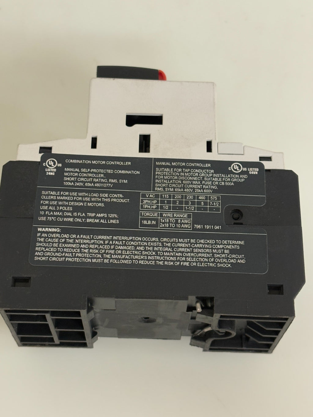 LOVATO MANUAL MOTOR CONTROLLER LMR32 W/LOVATO LMRX12 11