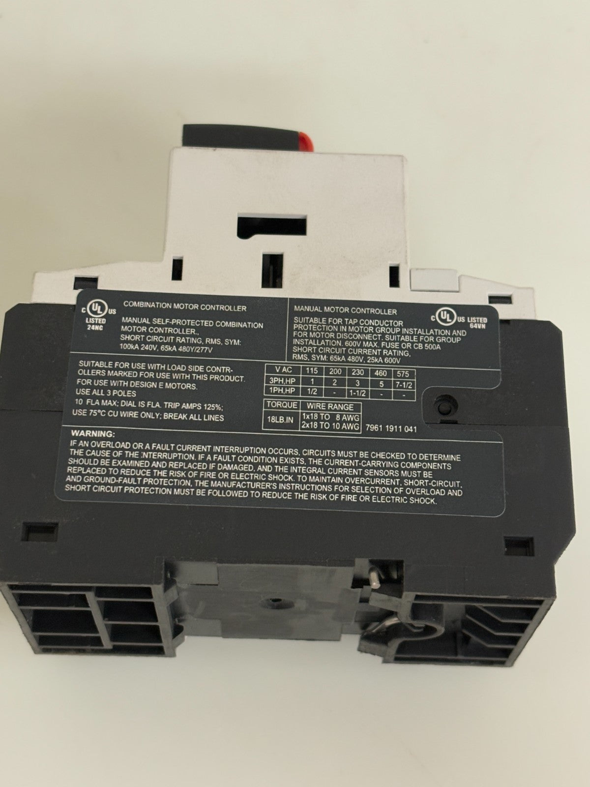 LOVATO MANUAL MOTOR CONTROLLER LMR32 W/LOVATO LMRX12 11
