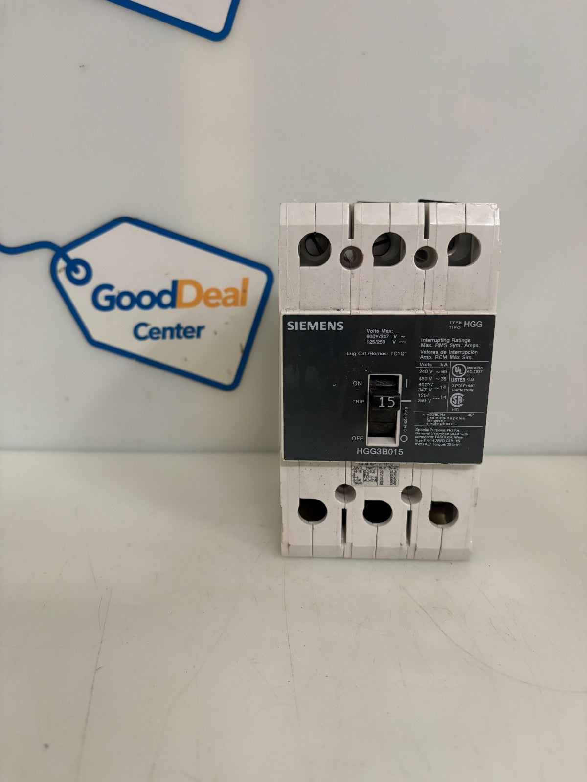 SIEMENS HGG 15 AMP CIRCUIT BREAKER HGG3B0150