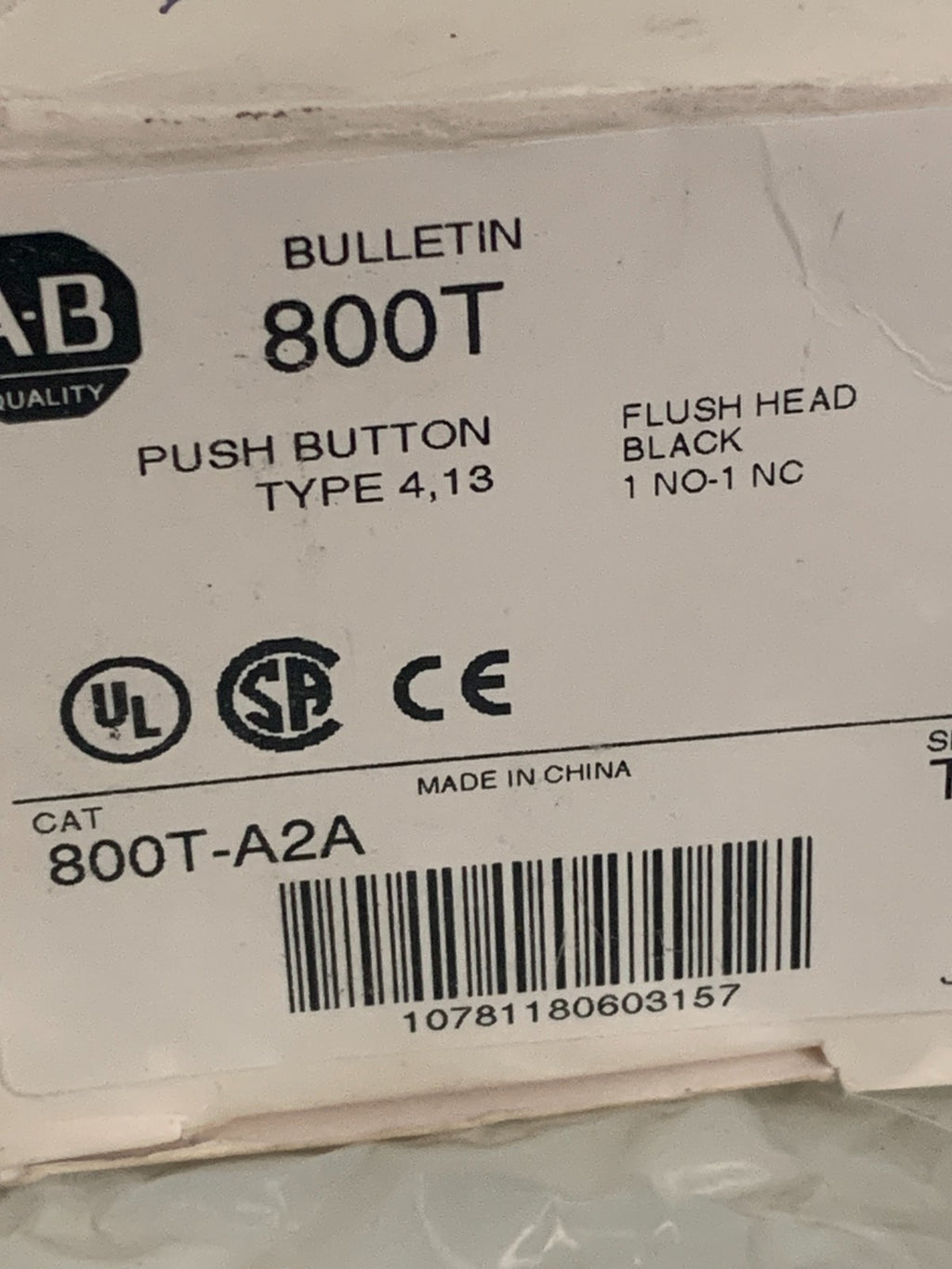ALLEN BRADLEY PUSH BUTTON TYPE 4,13 800T-AZA4