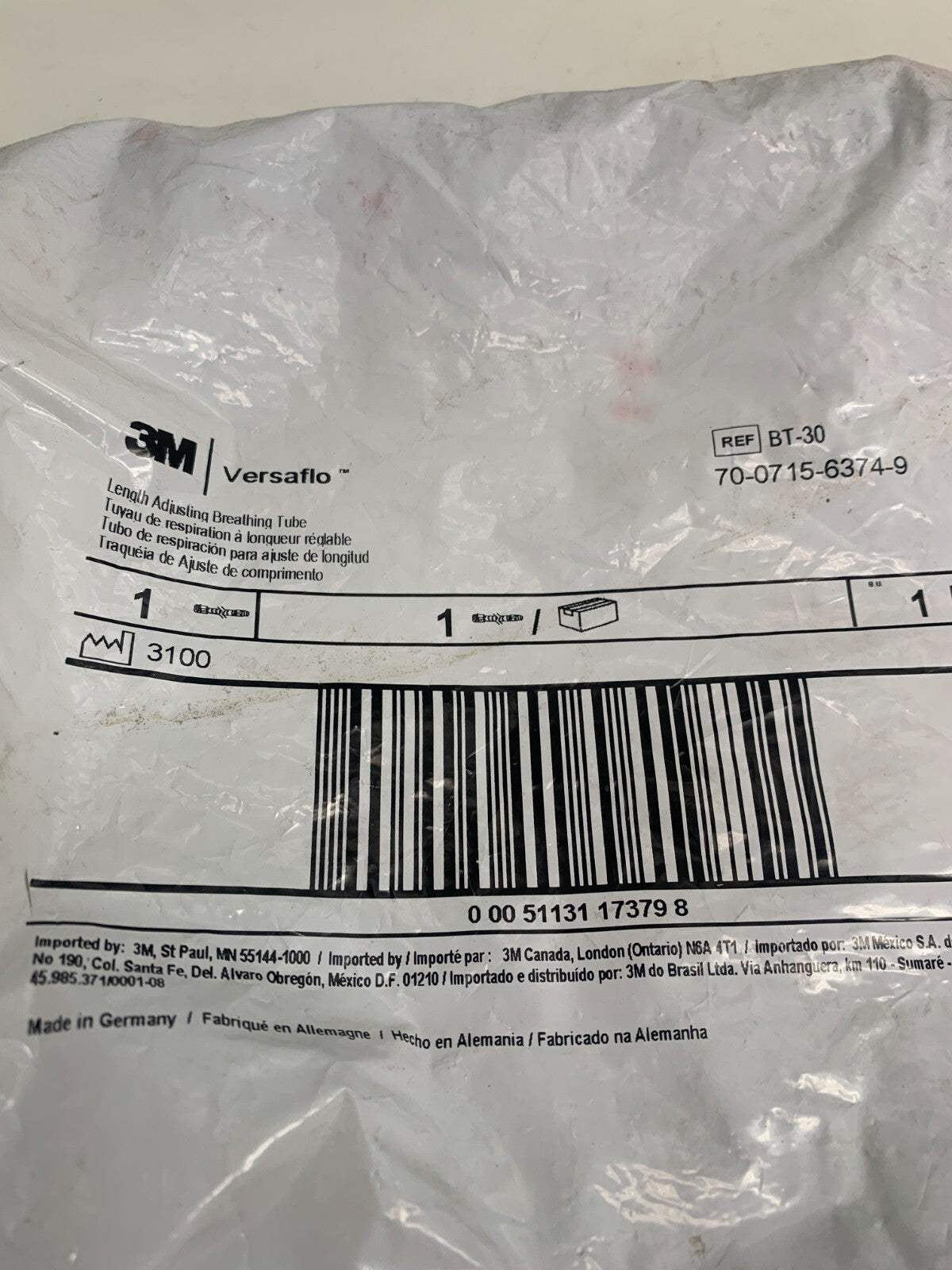 3M / VersaFlo   Length Adjusting Breathing Tube BT-30  70-0715-6374-93