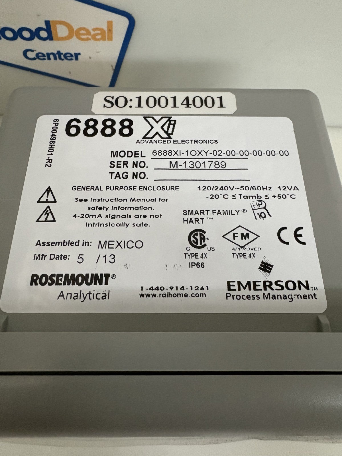 EMERSON ROSEMOUNT CONTROL STATION ANALYZER 6888XI-10XY-02-00-00-00-00-00