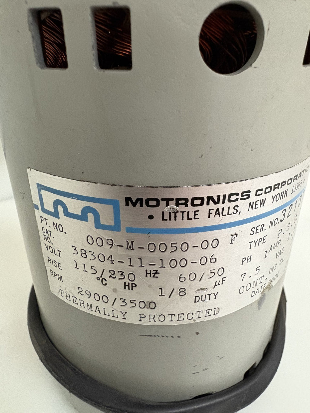 MOTRONICS CORP. THERMAL MOTOR 1/8 HP 38304-11-100-06