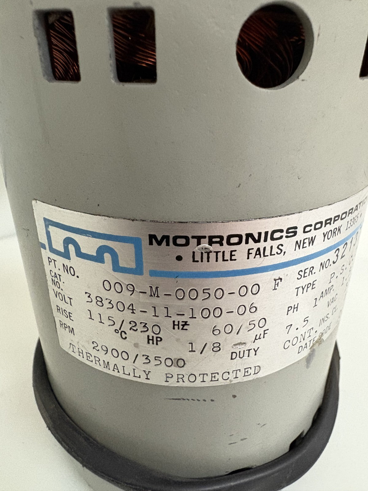 MOTRONICS CORP. THERMAL MOTOR 1/8 HP 38304-11-100-06