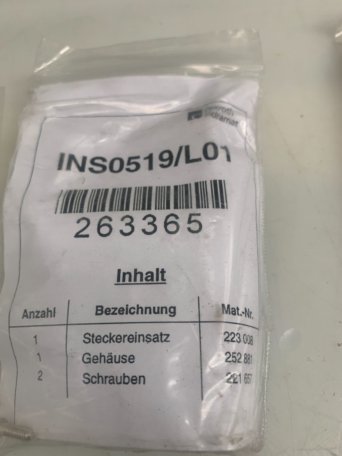 Lot of 2 Rexroth Indramat Male Set Connector INS0519/L01 263365