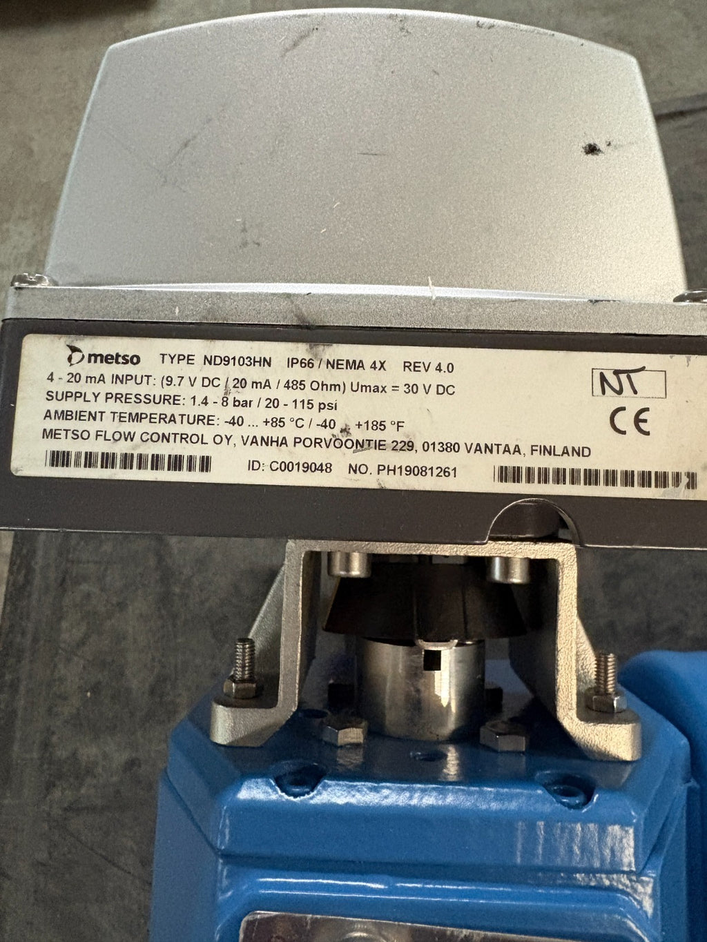 METSO VALVE COMPLETE UNIT C15-RECA01CJJST + T10 W/METSO INTELLIGENT VALVE
