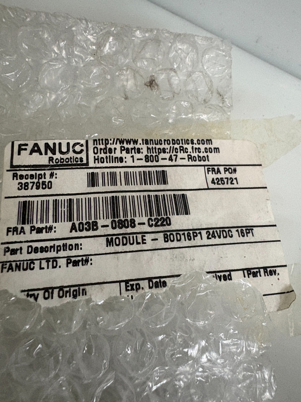 GE FANUC EXPANSION MODULE PLC I/O A03B-0808-C220 BOD16P13