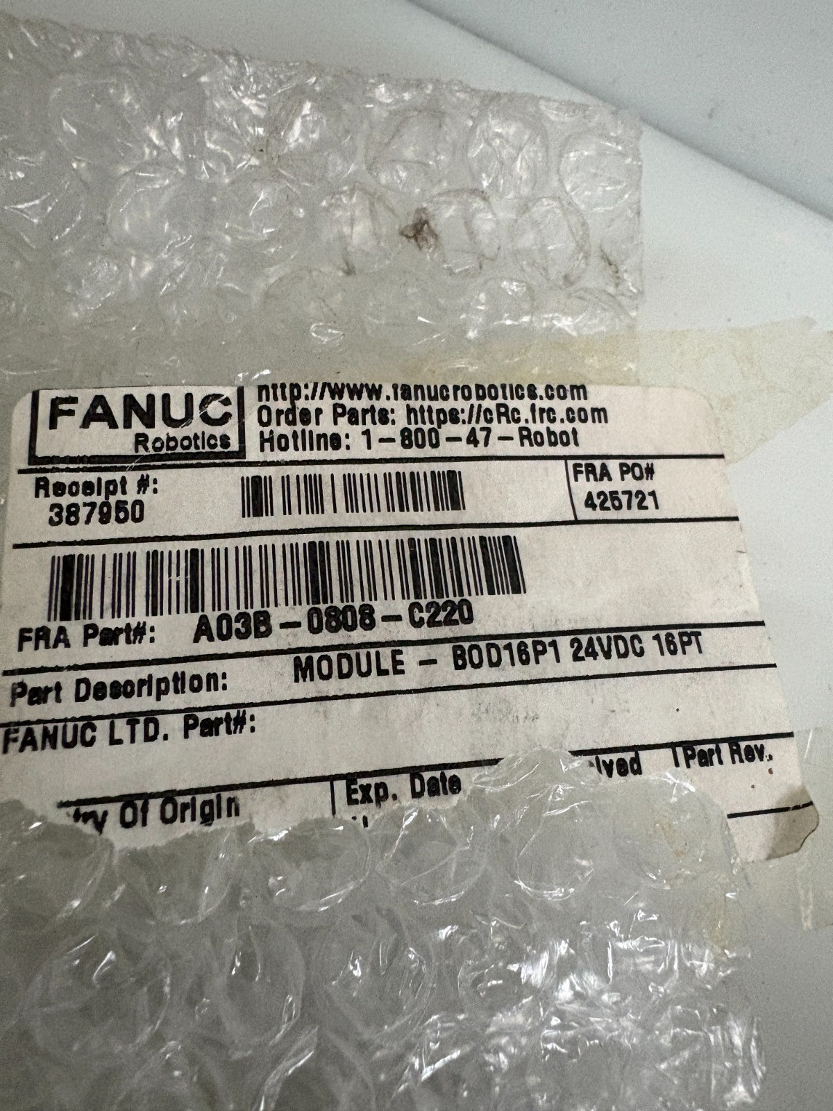 GE FANUC EXPANSION MODULE PLC I/O A03B-0808-C220 BOD16P13