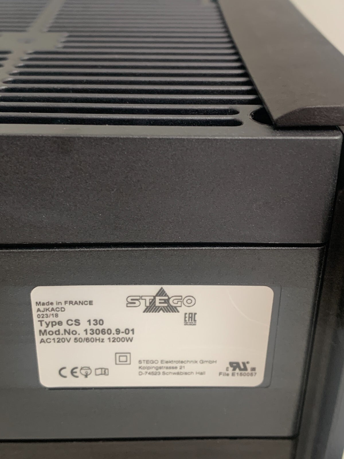 Stego High Performance Fan Heater Type CS 130 Model 13060.9-01