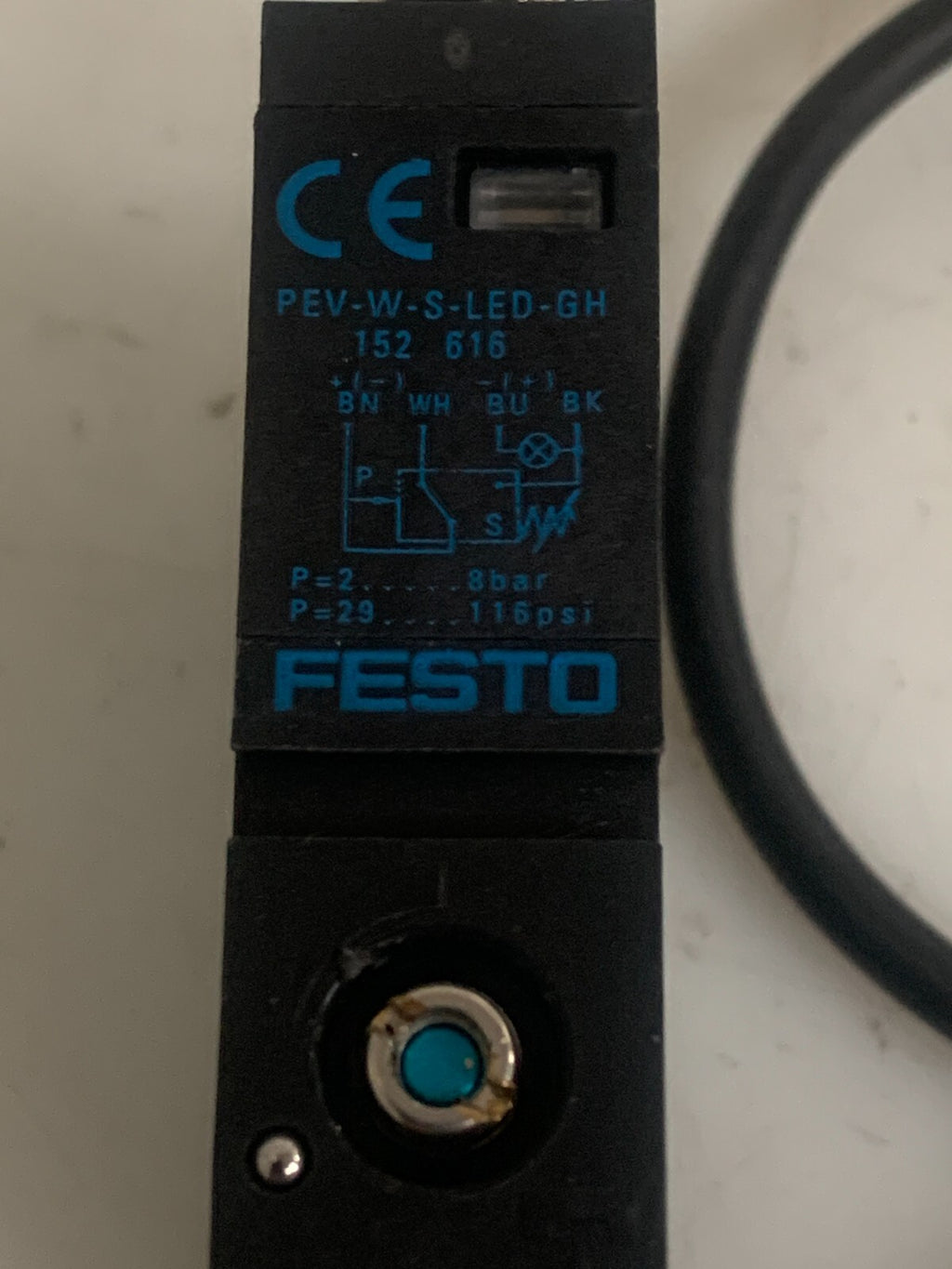 FESTO PRESSURE SWITCH 152616 PEV-W-S-LEDGH W/CABLE2
