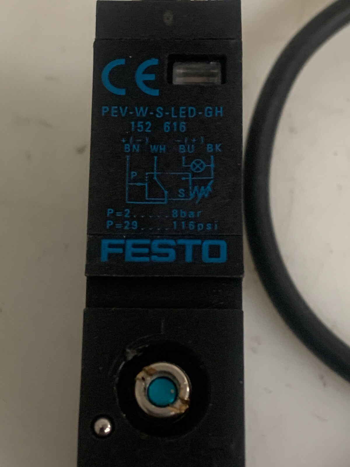 FESTO PRESSURE SWITCH 152616 PEV-W-S-LEDGH W/CABLE2